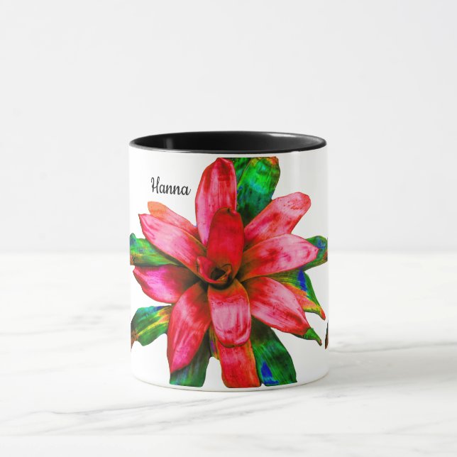 Mug avec Fleur de Bromélie Rouge (Centre)