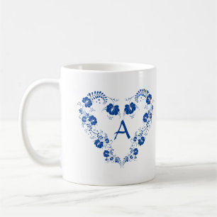 Mug Avec Monogramme Et Symbole Coeur Bleu