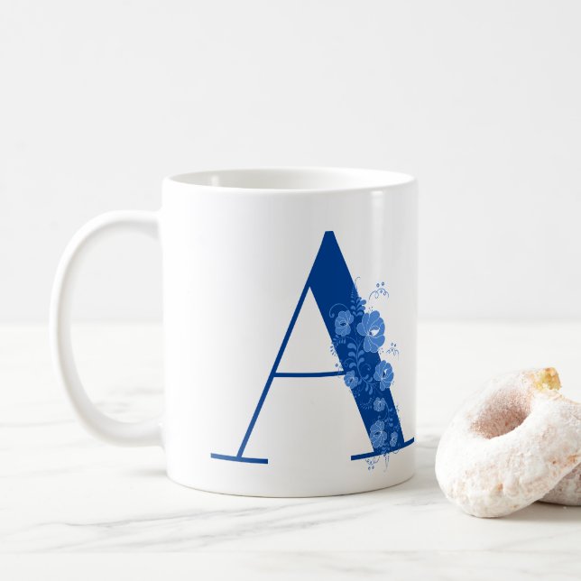 Mug Avec Monogramme Floral (Avec donut)