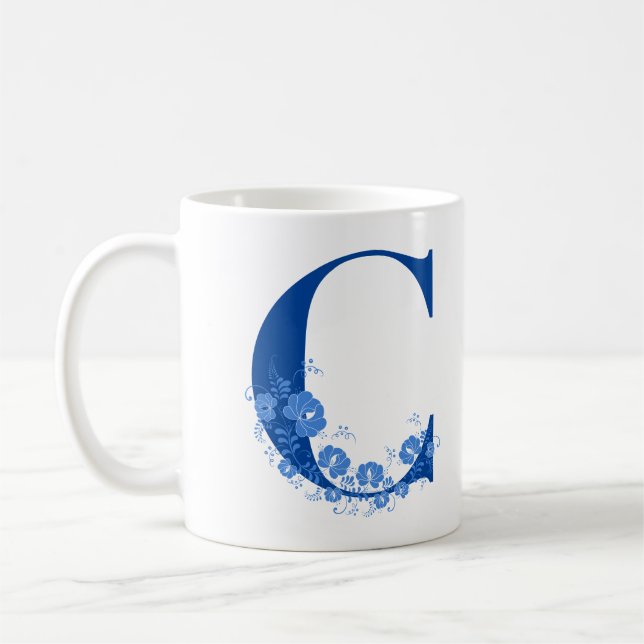 Mug avec Monogramme Floral C (Gauche)