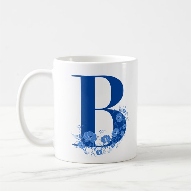 Mug Avec Monogramme Floral Lettre B (Gauche)