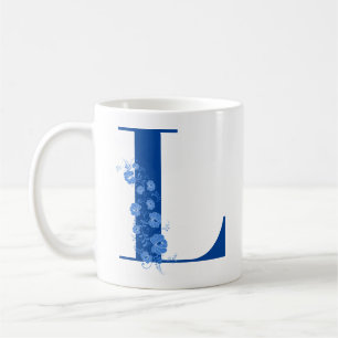 Mug avec Monogramme Floral LETTRE L