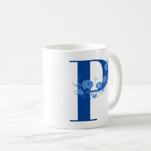 Mug avec Monogramme Floral Lettre P