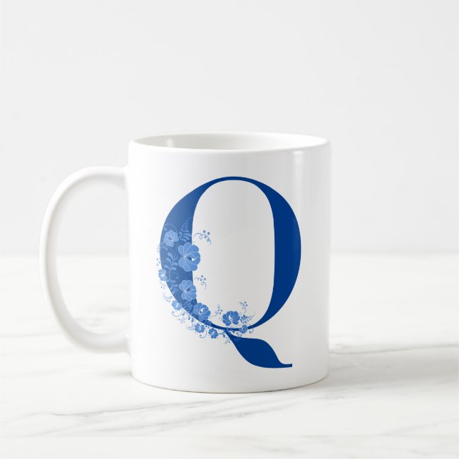 Mug Avec Monogramme Floral Lettre Q (Gauche)