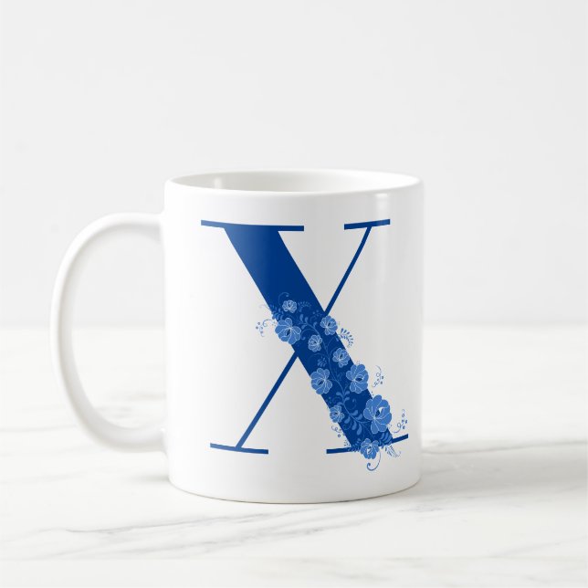 Mug avec Monogramme Floral Lettre X (Gauche)