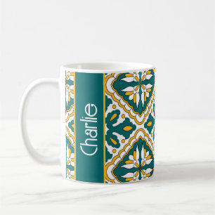 Mug Avec nom💛💚 Beaux carreaux marocains