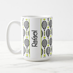 Mug 🎾 Avec nom noir et vert tennis 🎾 blanc