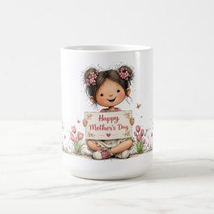Mug avec œuvre d'art enfantine pour la fête des mè