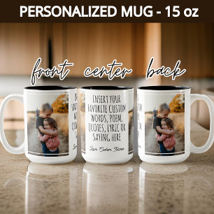 Mug avec Photo & Mots Personnalisés, Cadeau pour E