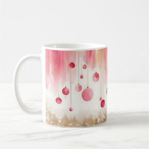 Mug avec sapin de Noël et ornement à l'aquarelle