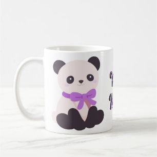 Mug avec un ours panda kawaii assis et un nœud pap