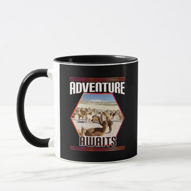 Mug Aventure Await - Alpaca Llama Travel (Gauche)