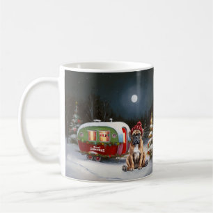 Mug Aventure de Noël de la caravane de Boxer en hiver
