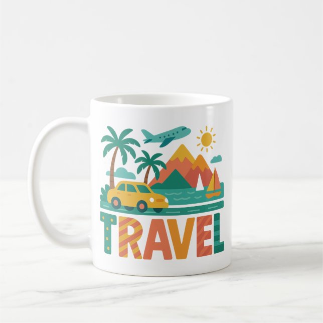 Mug Aventure de voyage colorée (Gauche)