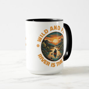 Mug Aventure en kayak solo vintage sauvage et libre