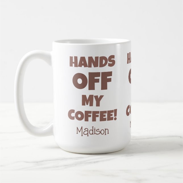Mug Avertissement de café de nom personnalisé (Gauche)