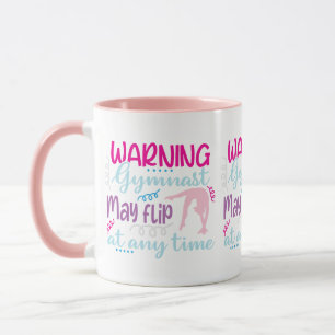 Mug Avertissement Gymnaste peut se retourner à tout mo