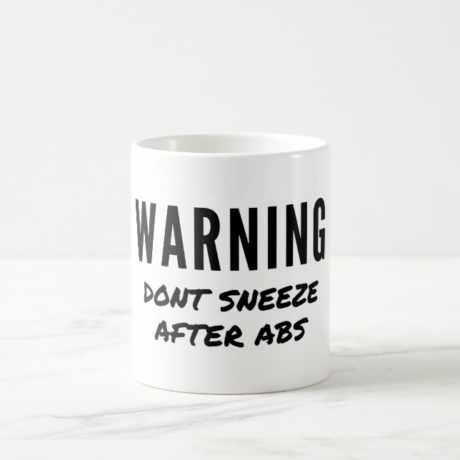 Mug Avertissement Ne pas éternuer après l'entraînement (Centre)