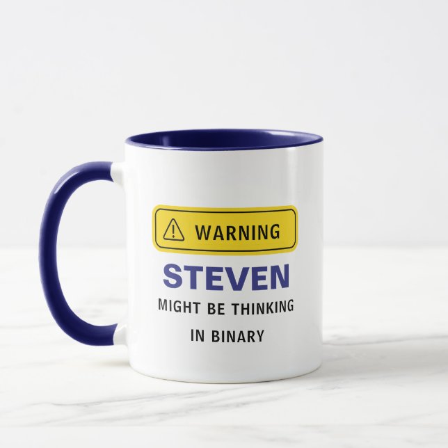 Mug Avertissement : [Nom personnalisé] pourrait penser (Gauche)