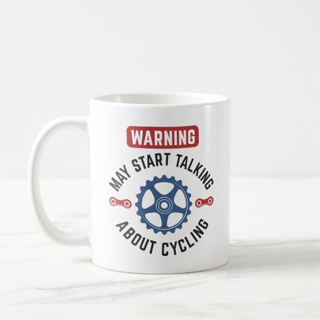 Mug Avertissement Peut Commencer À Parler De Cyclisme (Gauche)
