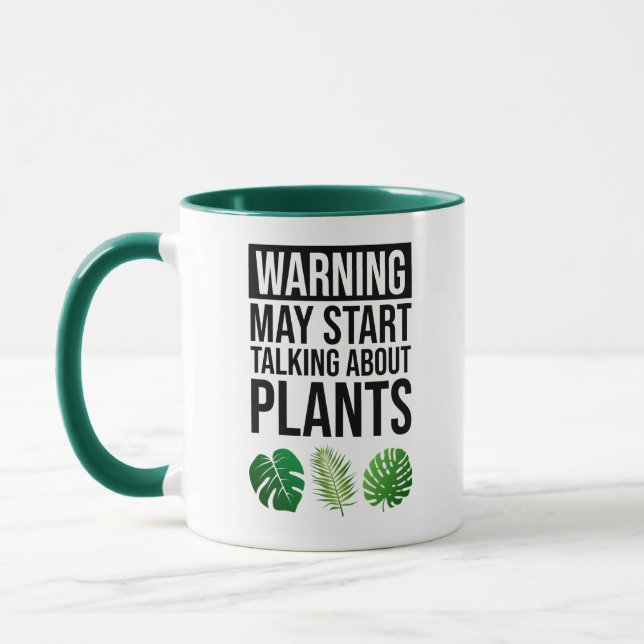 Mug Avertissement - Peut commencer à parler des Plante (Gauche)