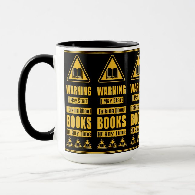 Mug Avertissement pour les amoureux des livres jaunes (Gauche)