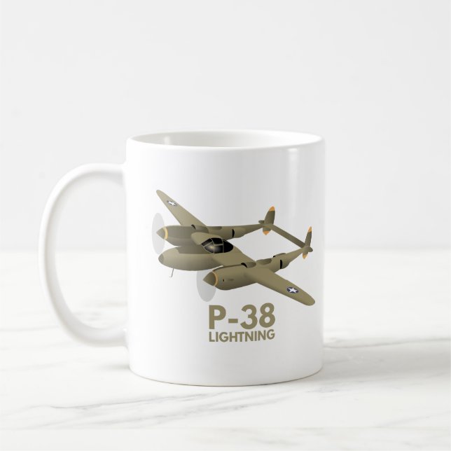 Mug Avion 2ÈME GUERRE MONDIALE P-38 Lightning (Gauche)