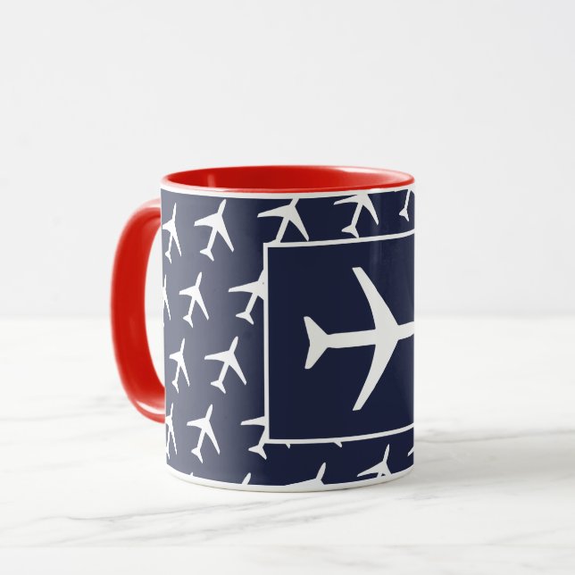 Mug Avion à plan blanc Funky Volant (Devant gauche)