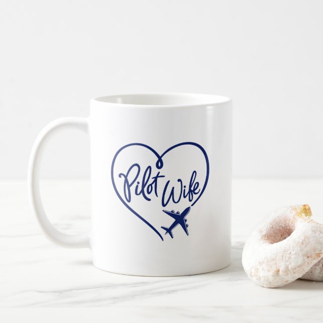 Mug Avion de coeur bouché de la marine (Avec donut)