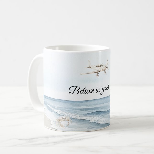 Mug Avion de crabe océanique de plage (Devant gauche)