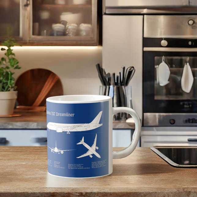 Mug Avion de ligne 787 - Plan de dessin du plan direct (Créateur téléchargé)