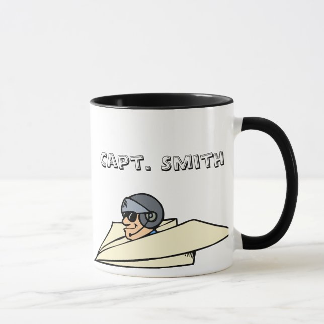 Mug Avion et pilote en papier humoristique (Droite)