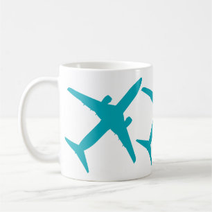 Mug Avion graphique en Aqua Blue