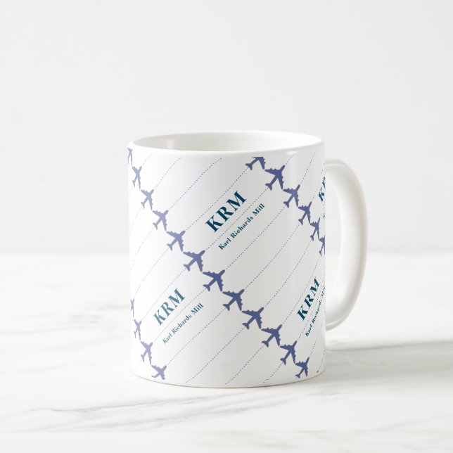 Mug avions avec des lignes pointillées pour les pilote (Devant droit)