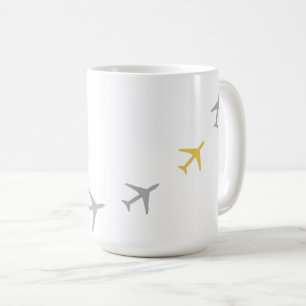 Mug Avions gris jaune Avions Aviation Fly Airways