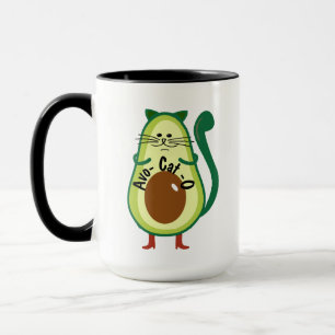 Mug Avo-cat-o, Nerdy Cat Guac Avocado Drôle Café