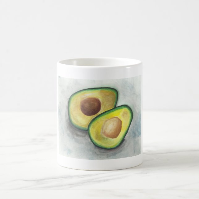 Mug Avocado avec la noix exposée à l'aquarelle (Centre)