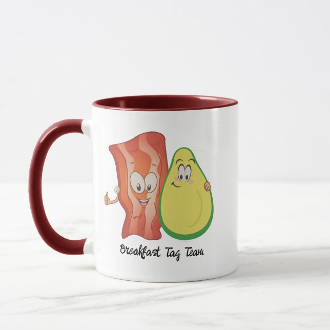Mug Avocado & Bacon humoristique Petit-déjeuner Duo Mu (Gauche)
