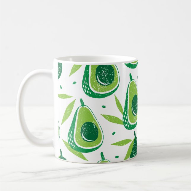 Mug Avocado, timbre texturé, motif transparent. (Gauche)
