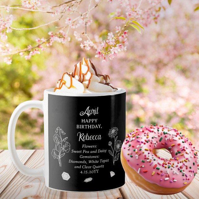 Mug Avril Daisy et SweetPea Anniversaire Gardien (April Floral and Birthstone Birthday Keepsake Coffee Mug)