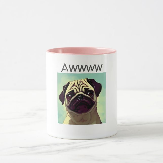 Mug Aww yeux brun carlin mignon adorable chiot chien (Centre)