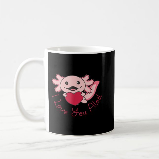 Mug Axolotl Je t'aime Alotl Mignons Animaux Avec Coeur (Gauche)