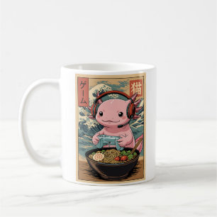 Mug Axolotl joueur drôle mangeant du Ramen à la japona