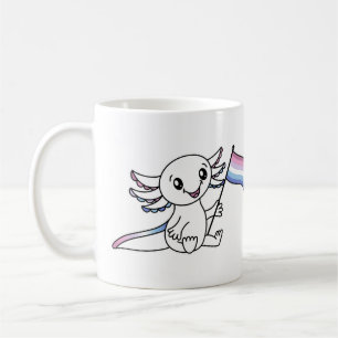 Mug Axolotl mignon avec drapeau de fierté bigender LGB