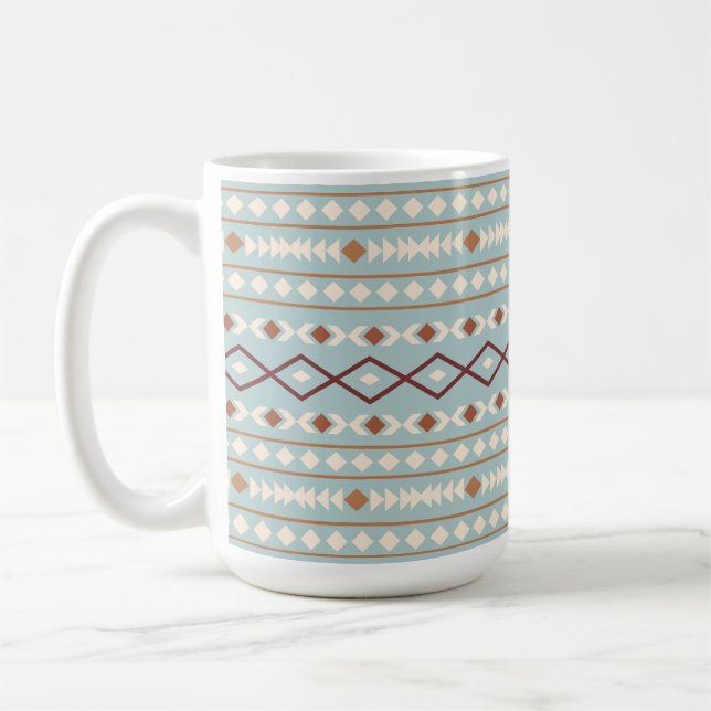 Mug Aztec Forme Gros Motif Rusts Crème Turquoise-Bleu (Gauche)