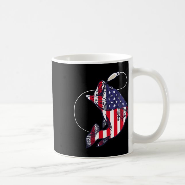 Mug B Pêche Poisson Drapeau Américain Patriotique Quat (Droite)