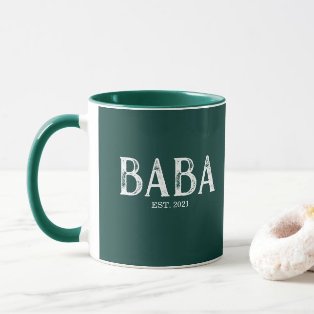 Mug Baba Vert Chasseur Année de création (Avec donut)