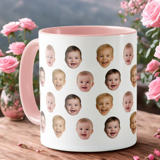 Mug Baby 3 Photo Face Mug, Personalized Gift