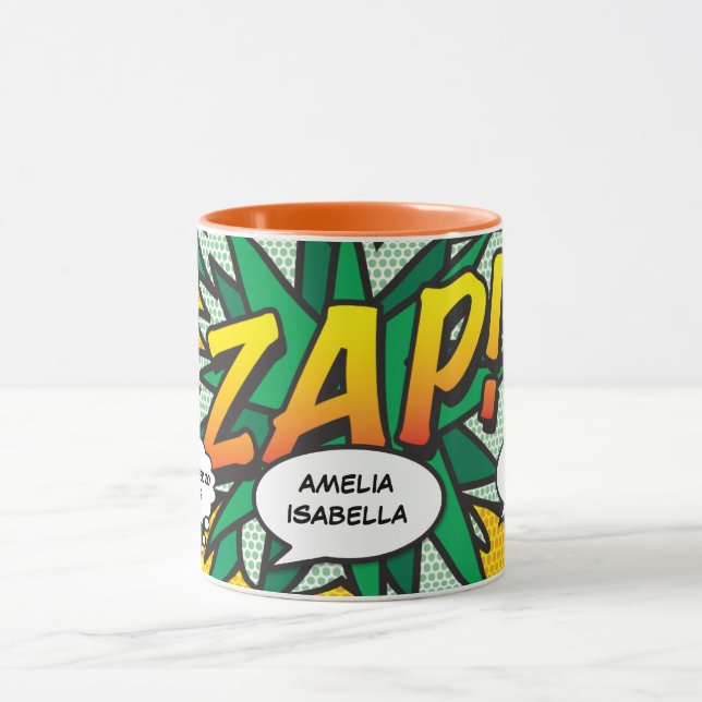 Mug Baby Birth Stats Comic Book Pop Art Keepsaké (Centre)