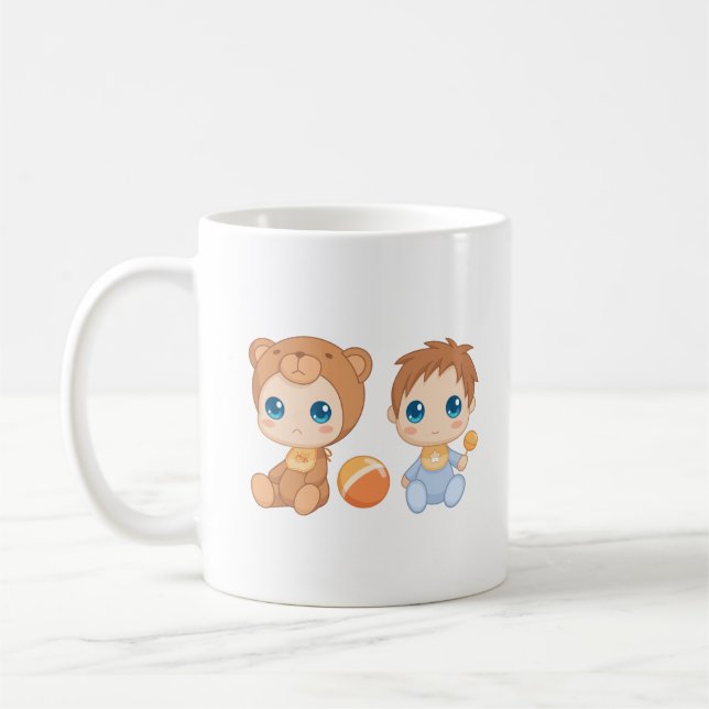 Mug Baby Boy Twins Bear Jumpsuit (Gauche)
